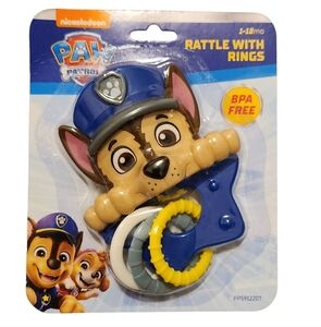 Nickelodeon Paw Patrol Chase Blue Rattle for Baby Infant‎ Toy Rattle with Ring